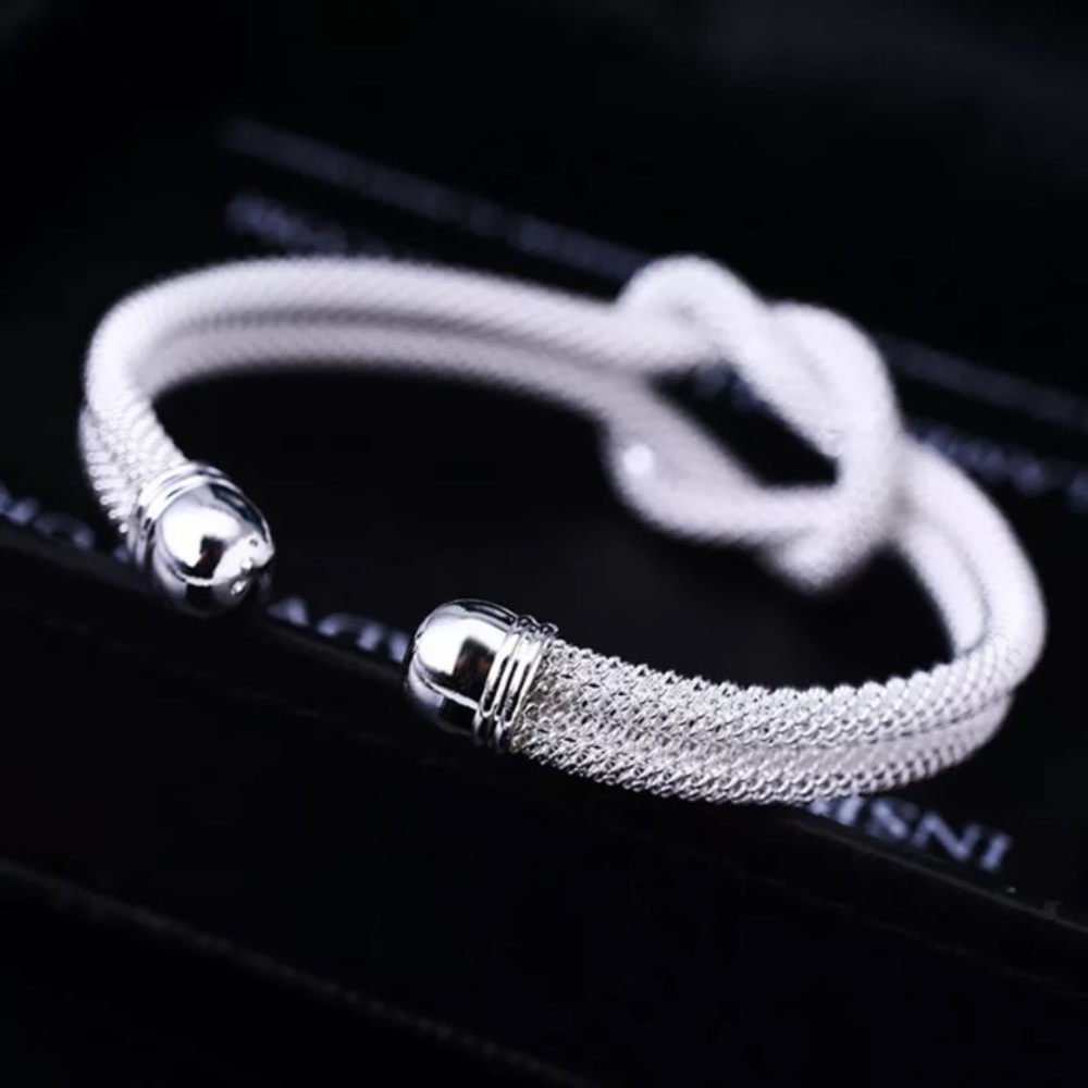 Gorgeous Twisted Statement Silver Open Bracelet - image 2